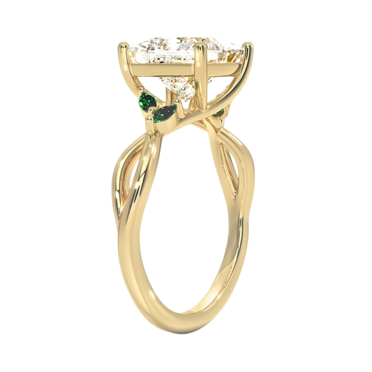 1 TO 5 CT Willow Princess Cut Lab Grown Diamond Ring with Marquise Accents in 10K/14K/18K Gold | Pooja Diamond | IGI Certified Lab Diamond