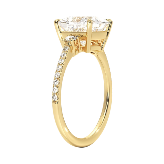 1 To 5 Ct Lyra Three Stone Princess Cut Lab Grown Diamond Engagement Ring in 10K/14K/18K Gold | Pooja Diamond | IGI Certified Lab Diamond