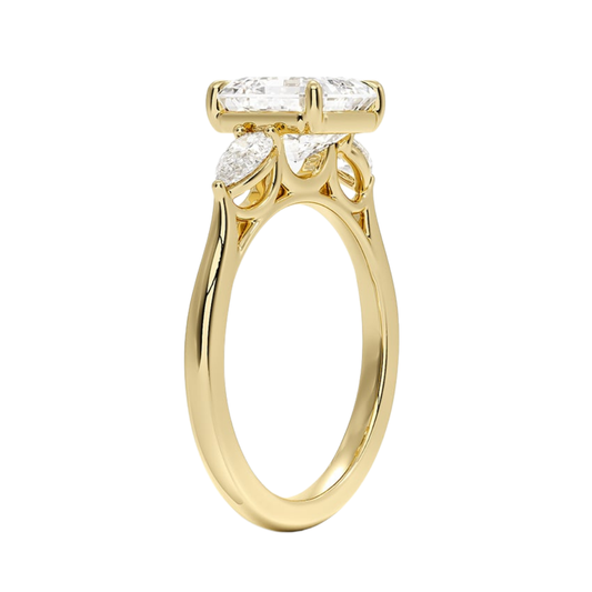 1 To 5 Ct Opera Perfect Fit Asscher Three Stone Lab-Grown Diamond Ring in 10K/14K/18K Gold | Pooja Diamond | IGI Certifed Lab Diamond