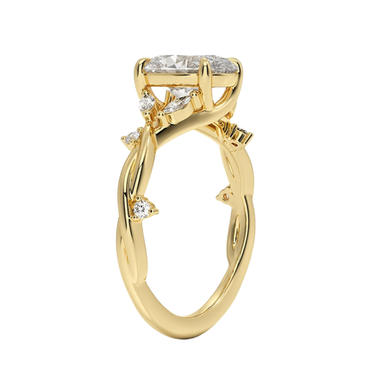 1 TO 5 CT Azalea Oval Cut Lab Grown Diamond Twist Ring in 10K/14K/18K Gold | Pooja Diamond | IGI Certifiend Lab Diamond
