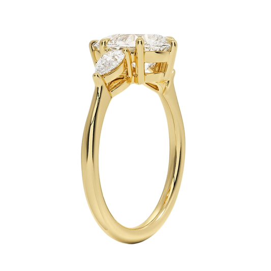 1 TO 5 Ct Opera Pear Three Stone Lab-Grown Diamond Ring in 10K/14K/18K Gold | Pooja Diamond | IGI Certified Lab Diamond