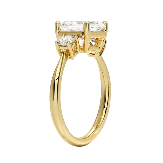 1 TO 5 CT Selene Three Stone Asscher Cut Lab-Grown Diamond Ring in 10K/14K/18K Gold | Pooja Diamond | IGI Certified Lab Diamond