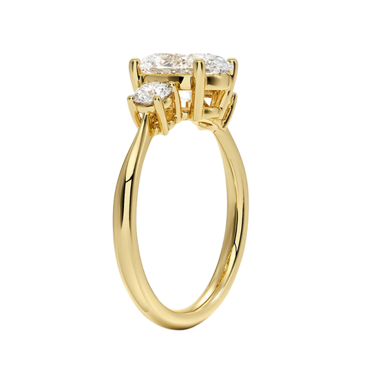1 TO 5 CT Selene Three Stone Oval Cut Lab-Grown Diamond Ring in 10K/14K/18K Gold | Pooja Diamond | IGI Certified Lab Diamond