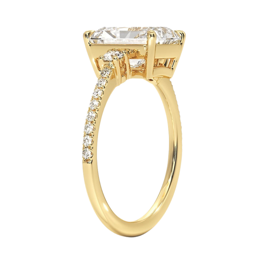 1 To 5 Ct Lyra Three Stone Radiant Cut Lab Grown Diamond Engagement Ring in 10K/14K/18K Gold | Pooja Diamond | IGI Certified Lab Diamond