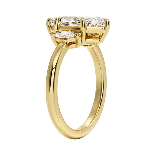 1 To 5 Ct Sasha Marquise Cut Three Stone Marquise Lab-Grown Diamond Ring in 10K/14K/18K Gold | Pooja Diamond | IGI Certified Lab Diamond