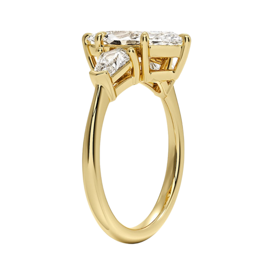 1 To 5 Ct Shield Side Stone Three Stone Marquise Cut Lab-Grown Diamond Ring in 10K/14K/18K Gold | Pooja Diamond | IGI Certified Lab Diamond