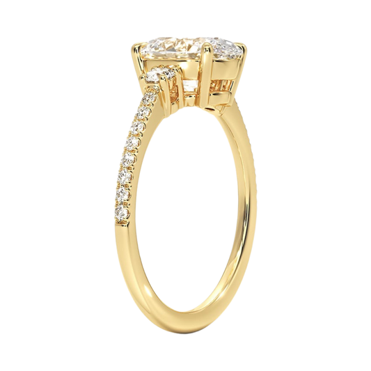 1 To 5 Ct Lyra Three Stone Oval Cut Lab Grown Diamond Engagement Ring in 10K/14K/18K Gold | Pooja Diamond | IGI Certified Lab Diamond