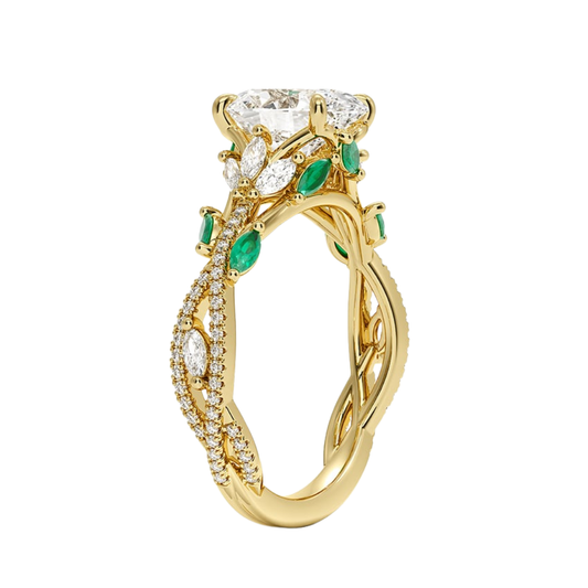1 To 5 CT Luxe Secret Garden Oval Cut Lab Grown Diamond Ring with Marquise & Pavé Vine Detailing in Gold | Pooja Diamond | IGI Certified Lab Diamond