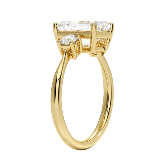 1 TO 5 CT Selene Three Stone Emerald Cut Lab-Grown Diamond Ring in 10K/14K/18K Gold | Pooja Diamond | IGI Certified Lab Diamond