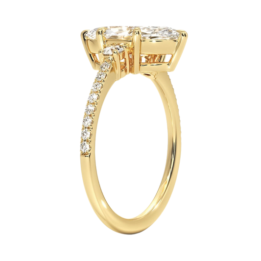 1 To 5 Ct Lyra Three Stone Marquise Cut Lab Grown Diamond Engagement Ring in 10K/14K/18K Gold | Pooja Diamond | IGI Certified Lab Diamond