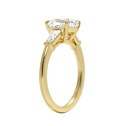 1 To 5 CT Symphony Tapered Baguette Three Stone Cushion Cut Lab-Grown Diamond Ring in 10K/14K/18K Gold | Pooja Diamond | IGI Certified Lab Diamond