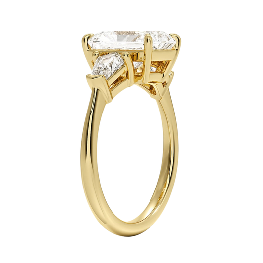 1 To 5 Ct Shield Side Stone Three Stone Radiant Cut Lab-Grown Diamond Ring in 10K/14K/18K Gold | Pooja Diamond | IGI Certified Lab Diamond