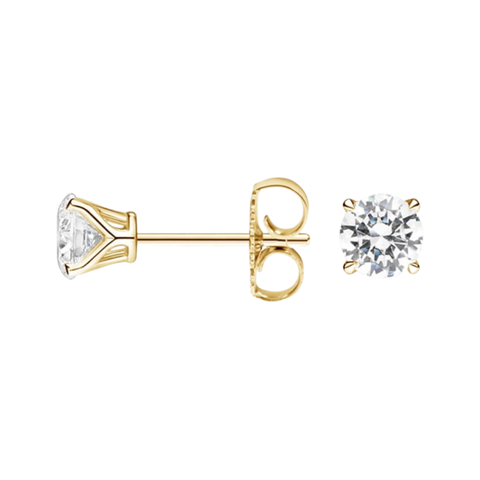 1 To 3 CT Classic Claw Prong Lab Grown Round Diamond Stud Earrings in 10K/14K/18K Gold | Pooja Diamond | IGI Certified Lab Diamond