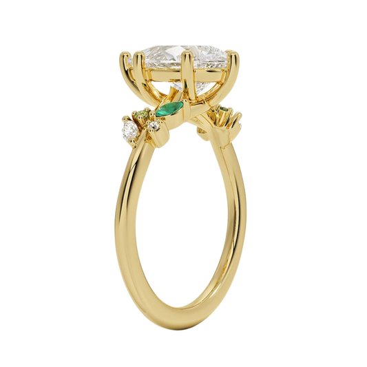 1 TO 5 CT Arden Pear Cut Lab Grown Diamond Ring with Marquise Leaf Accents in 10K/14K/18K Gold | Pooja Diamond | IGI Cetified Lab Diamond
