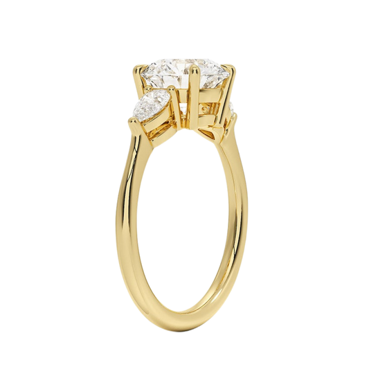 1 TO 5 Ct Opera Round Three Stone Lab-Grown Diamond Ring in 10K/14K/18K Gold | Pooja Diamond | IGI Certified Lab Diamond