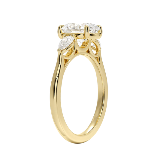 1 To 5 Ct Opera Perfect Fit Oval Three Stone Lab-Grown Diamond Ring in 10K/14K/18K Gold | Pooja Diamond | IGI Certifed Lab Diamond
