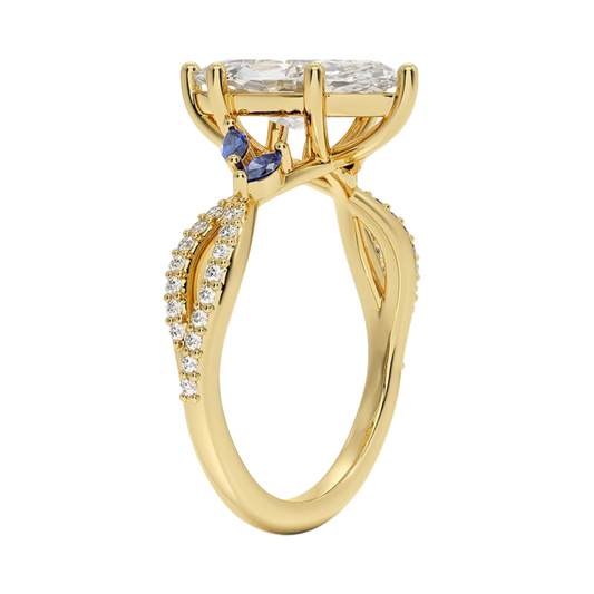 1 TO 5 CT Luxe Willow Marquise Cut Lab Grown Diamond Ring with Marquise Leaf Accents in 10K/14K/18K Gold | Pooja Diamond | IGI Certified Lab Diamond