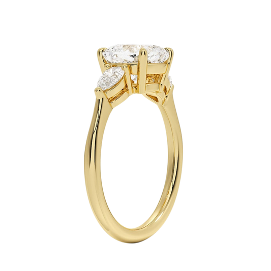 1 TO 5 Ct Opera Cushion Three Stone Lab-Grown Diamond Ring in 10K/14K/18K Gold | Pooja Diamond | IGI Certified Lab Diamond