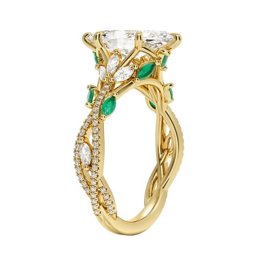 1 To 5 CT Luxe Secret Garden Marquise Cut Lab Grown Diamond Ring with Marquise & Pavé Vine Detailing in Gold | Pooja Diamond | IGI Certified Lab Diamond