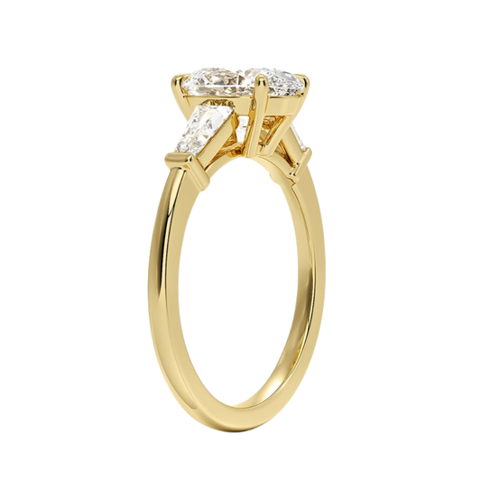 1 To 5 CT Symphony Tapered Baguette Three Stone Oval Cut Lab-Grown Diamond Ring in 10K/14K/18K Gold | Pooja Diamond | IGI Certified Lab Diamond