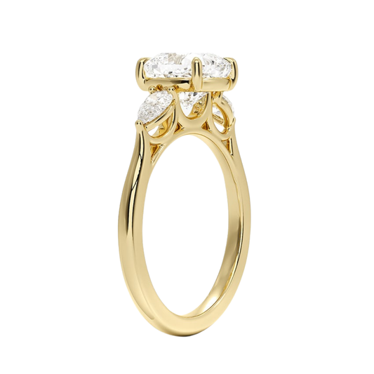 1 To 5 Ct Opera Perfect Fit Cushion Three Stone Lab-Grown Diamond Ring in 10K/14K/18K Gold | Pooja Diamond | IGI Certifed Lab Diamond