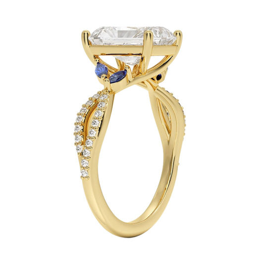 1 TO 5 CT Luxe Willow Radiant Cut Lab Grown Diamond Ring with Marquise Leaf Accents in 10K/14K/18K Gold | Pooja Diamond | IGI Certified Lab Diamond