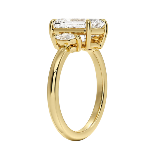 1 To 5 Ct Sasha Emerald Cut Three Stone Marquise Lab-Grown Diamond Ring in 10K/14K/18K Gold | Pooja Diamond | IGI Certified Lab Diamond