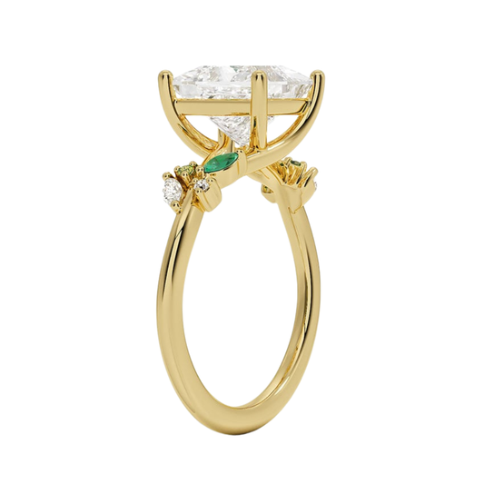 1 TO 5 CT Arden Princess Cut Lab Grown Diamond Ring with Marquise Leaf Accents in 10K/14K/18K Gold | Pooja Diamond | IGI Cetified Lab Diamond