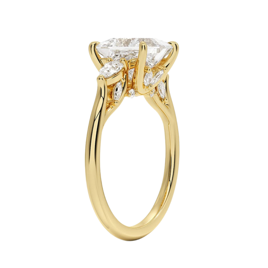 1 TO CT Secret Garden Princess Cut Lab-Grown Diamond Three Stone Ring with Hidden Floral Gallery in 10K / 14K / 18K Gold | Pooja Dimond | IGI Certified Lab Diamond