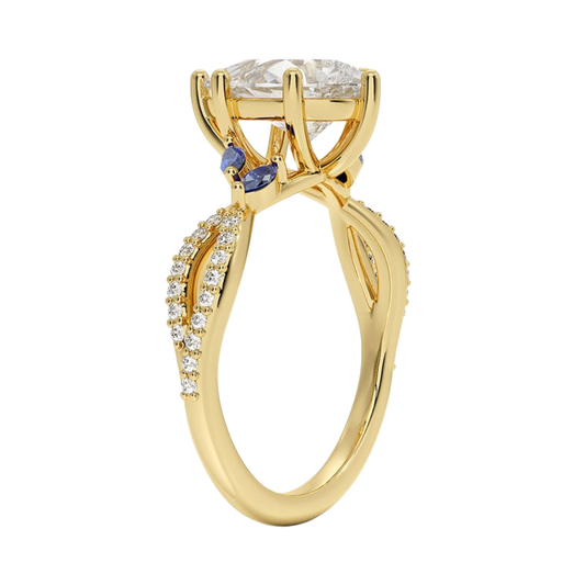 1 TO 5 CT Luxe Willow Pear Cut Lab Grown Diamond Ring with Marquise Leaf Accents in 10K/14K/18K Gold | Pooja Diamond | IGI Certified Lab Diamond