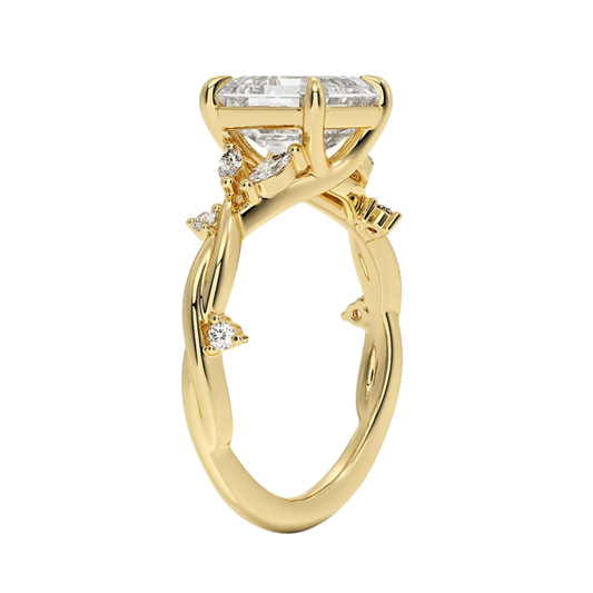 1 TO 5 CT Azalea Asscher Cut Lab Grown Diamond Twist Ring in 10K/14K/18K Gold | Pooja Diamond | IGI Certifiend Lab Diamond