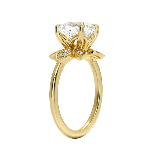 1 TO 5 CT Luxe Fiore Cushion Cut Lab Grown Diamond Ring with Floral Gallery in 10K/14K/18K Gold | Pooja Diamond | IGI Certified Lab Diamond