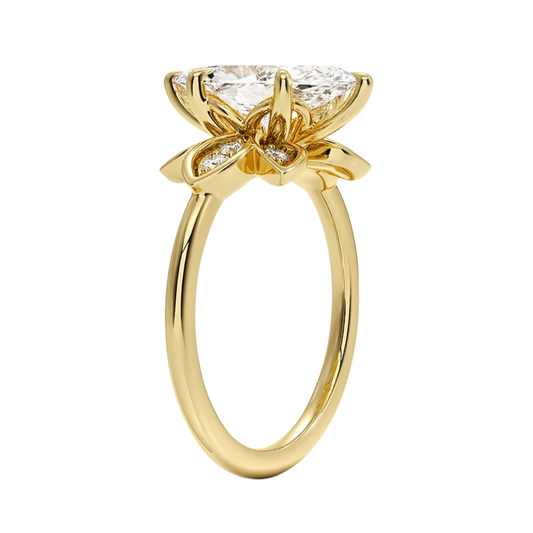 1 TO 5 CT Luxe Fiore Marquise Cut Lab Grown Diamond Ring with Floral Gallery in 10K/14K/18K Gold | Pooja Diamond | IGI Certified Lab Diamond