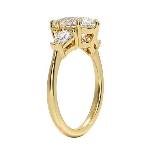 1 To 5 Ct Shield Side Stone Three Stone Pear Cut Lab-Grown Diamond Ring in 10K/14K/18K Gold | Pooja Diamond | IGI Certified Lab Diamond
