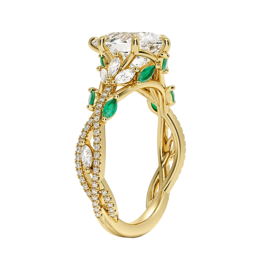 1 To 5 CT Luxe Secret Garden Pear Cut Lab Grown Diamond Ring with Marquise & Pavé Vine Detailing in Gold | Pooja Diamond | IGI Certified Lab Diamond
