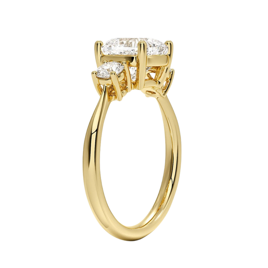 1 TO 5 CT Selene Three Stone Cushion Cut Lab-Grown Diamond Ring in 10K/14K/18K Gold | Pooja Diamond | IGI Certified Lab Diamond