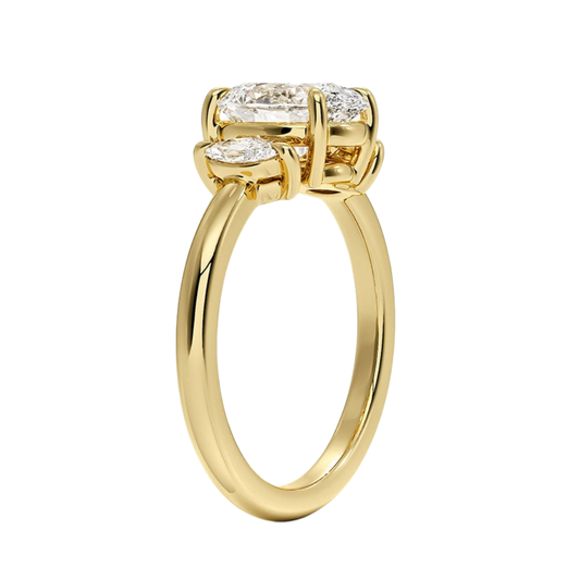 1 To 5 Ct Sasha Oval Cut Three Stone Marquise Lab-Grown Diamond Ring in 10K/14K/18K Gold | Pooja Diamond | IGI Certified Lab Diamond