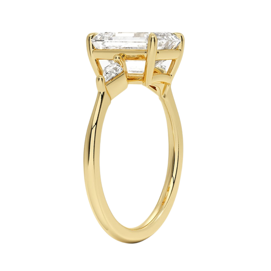 1 To 5 CT  Cometa Emerald Cut Lab Grown Diamond Three Stone Engagement Ring in 10K/14K/18K  Gold | Pooja Diamond | IGI Certified Lab Diamond