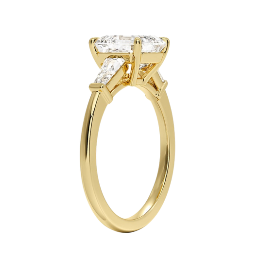 1 To 5 CT Symphony Tapered Baguette Three Stone Asscher Cut Lab-Grown Diamond Ring in 10K/14K/18K Gold | Pooja Diamond | IGI Certified Lab Diamond