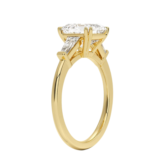 1 To 5 CT Symphony Double Prong Three Stone Asscher Cut Lab-Grown Diamond Ring in 10K/14K/18K Gold | Pooja Diamond | IGI Certified Lab Diamond