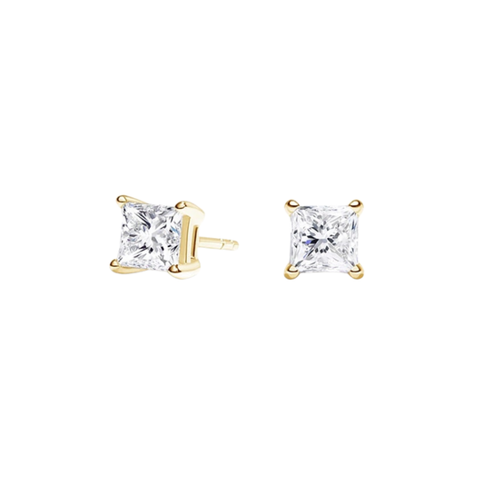 1 To 3 CT Classic Four-Prong Lab Grown Princess-Cut Diamond Stud Earrings in 10K/14K/18K Gold | Pooja Diamond | IGI Certified Lab Diamond