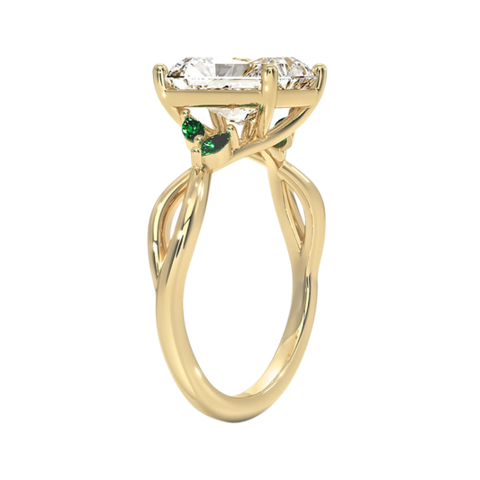 1 TO 5 CT Willow Radiant Cut Lab Grown Diamond Ring with Marquise Accents in 10K/14K/18K Gold | Pooja Diamond | IGI Certified Lab Diamond