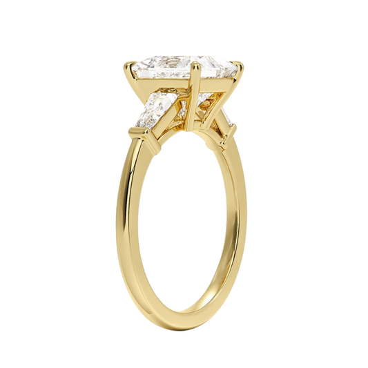1 To 5 CT Symphony Tapered Baguette Three Stone Princess Cut Lab-Grown Diamond Ring in 10K/14K/18K Gold | Pooja Diamond | IGI Certified Lab Diamond