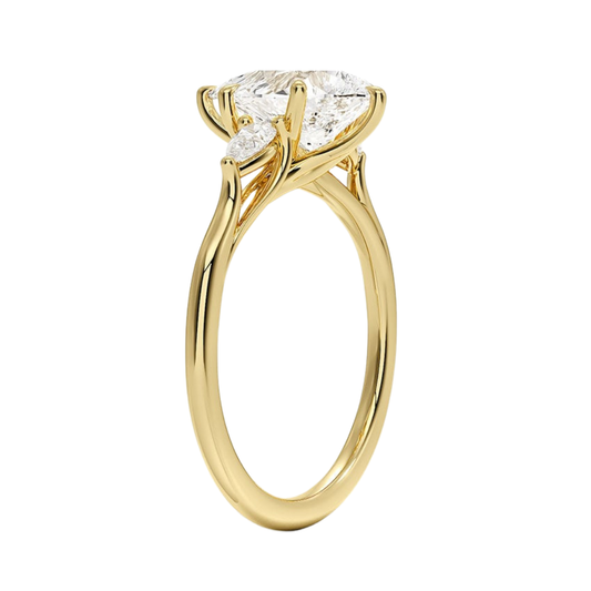 1 TO 5 Ct Delilah Pear & Pear Lab Grown Diamond Three Stone Engagement Ring in 10K / 14K / 18K Gold | Pooja Diamond | IGI Certified Lab Diamond