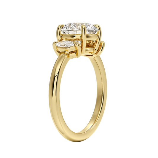 1 To 5 Ct Sasha Round Cut Three Stone Marquise Lab-Grown Diamond Ring in 10K/14K/18K Gold | Pooja Diamond | IGI Certified Lab Diamond