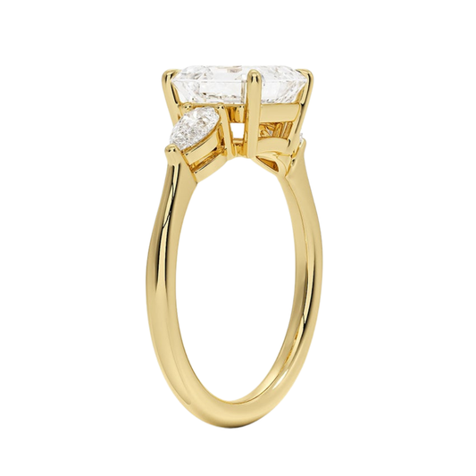 1 TO 5 Ct Opera Asscher Three Stone Lab-Grown Diamond Ring in 10K/14K/18K Gold | Pooja Diamond | IGI Certified Lab Diamond