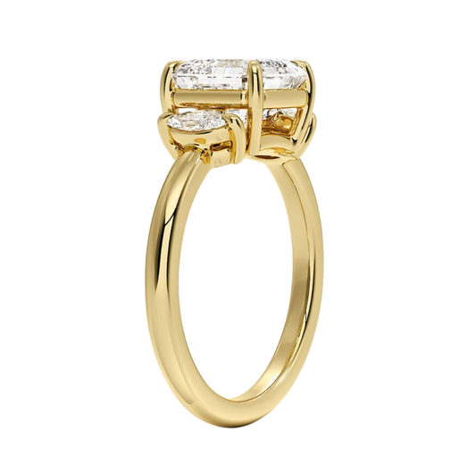 1 To 5 Ct Sasha Asscher Cut Three Stone Marquise Lab-Grown Diamond Ring in 10K/14K/18K Gold | Pooja Diamond | IGI Certified Lab Diamond
