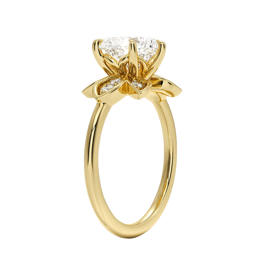 1 TO 5 CT Luxe Fiore Heart Cut Lab Grown Diamond Ring with Floral Gallery in 10K/14K/18K Gold | Pooja Diamond | IGI Certified Lab Diamond