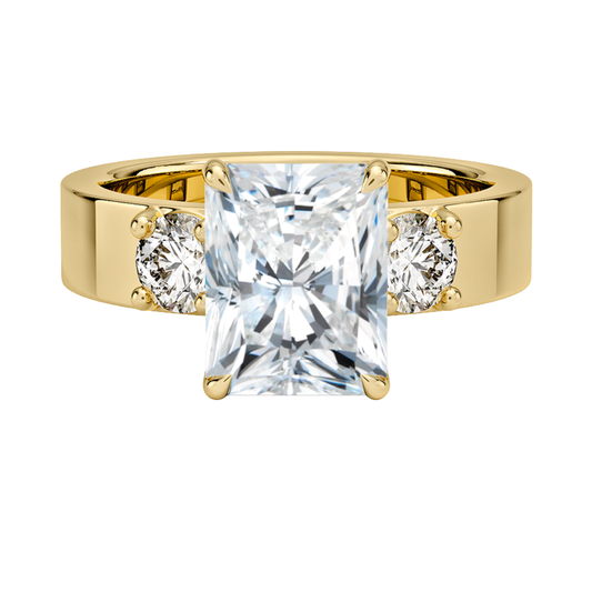 1 To 5 CT Peyton Radiant Cut Lab Grown Diamond Three Stone Engagement Ring in 10K / 14K / 18K Gold | Pooja Diamond | IGI Certified Lab Diamond