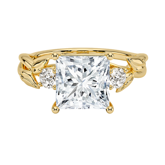 1 To 5 CT Budding Willow Three Stone Princess Cut Lab Grown Diamond Ring in 10K/14K/18K Gold | Pooja Diamond | IGI Certified Lab Diamond